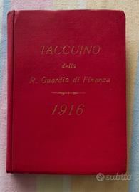 taccuino della guardia di finanza del 1916
