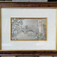 Quadro lastra d’argento sbalzato con cornice 50x40