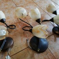 3 Appliques - Luci da muro in metallo e vetro