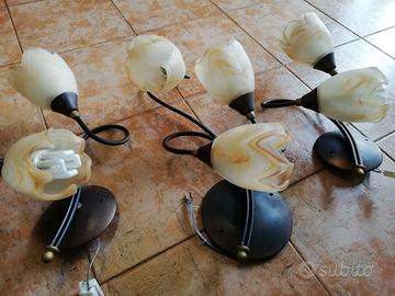 3 Appliques - Luci da muro in metallo e vetro