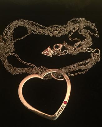 Collana Guess in Metallo, con Cuore e Brillantino