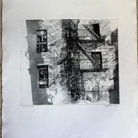 Litografia Renzo Vespignani “scala antincendio”
