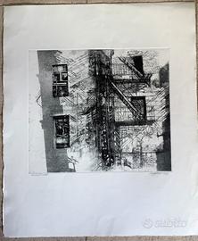 Litografia Renzo Vespignani “scala antincendio”
