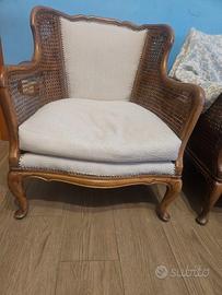 Salottino vimini 2 poltrone+divano