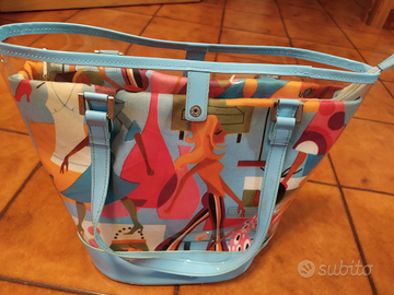 Borsa in tessuto e pvc trasparente