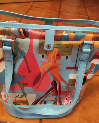 Borsa in tessuto e pvc trasparente