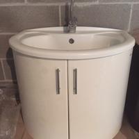 Mobiletto da Bagno Bianco con Lavabo e rubinetto