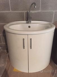 Mobiletto da Bagno Bianco con Lavabo e rubinetto