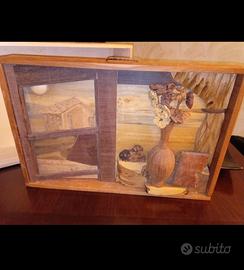 quadro scultura intagliato in legno 