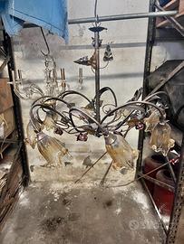 Lampadario ferro lavorato