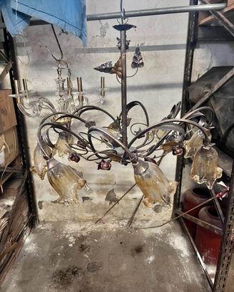 Lampadario ferro lavorato