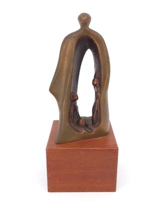 Scultura Bronzo Astratta Famiglia Vintage 1970s