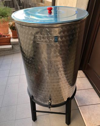 contenitore acciaio inox 150 litri con supporto