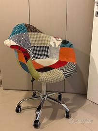 Sedia ufficio patchwork girevole con ruote