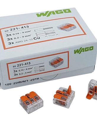 Morsetto elettrico wago 3 vie 100pz