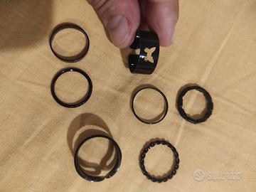 Anello bracciale polsino donna nero vintage cuoio