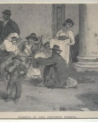 Stampa Antica - Old Print 1877 PEASANTS OF SORA PR