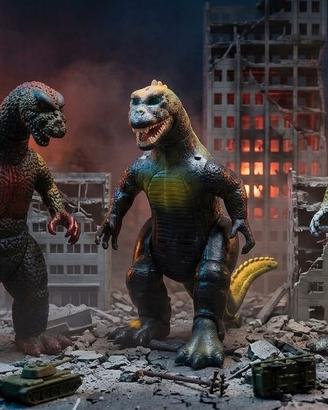 Set 3 Action Figure Godzilla / Kaiju Vintage Anni 
