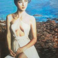 DIPINTO OLIO SU TELA XIAN SULLA SPIAGGIA