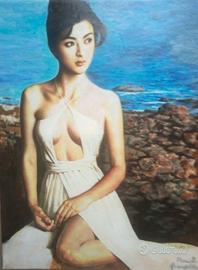 DIPINTO OLIO SU TELA XIAN SULLA SPIAGGIA