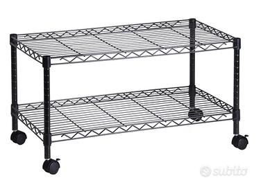 Carrello Porta TV / Scaffale in Acciaio Nero ruote
