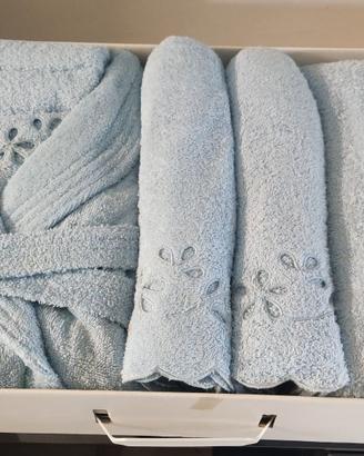 ACCAPPATOIO+ set bagno 6 Pezzi Made Italy 100% cot