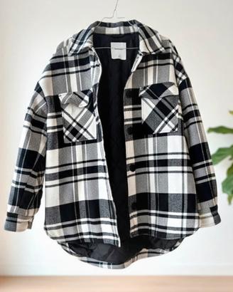 Giacca/Shacket Oversize trapuntato a quadri cotone