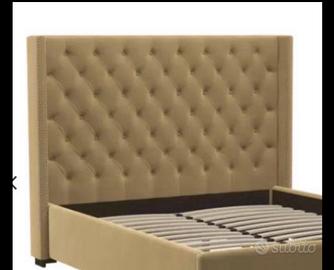 Testiera capitonné 160 x 200 cm in Tessuto Beige