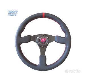 VOLANTE IN PELLE NERA CON RIFINITURA ROSSA