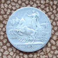 Argento 2 lire 1908 Quadriga Veloce Regno d'Italia