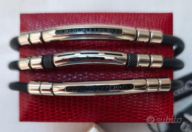 UomOro - 3 Bracciali uomo - Acciaio e Caucciú