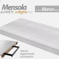 Mensola legno MDF 120x25x4 fissaggio a scomparsa