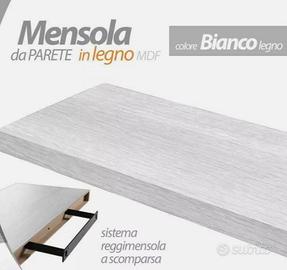 Mensola legno MDF 120x25x4 fissaggio a scomparsa
