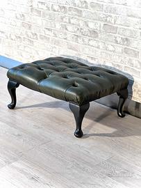 Poggiapiedi Chesterfield inglese vintage in pelle