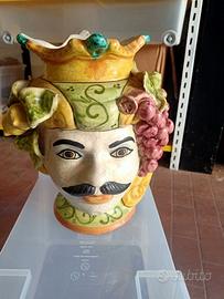 Vaso testa di  moro ceramica di Caltagirone