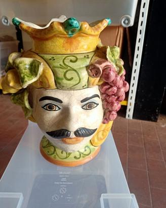 Vaso testa di  moro ceramica di Caltagirone