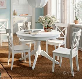 tavolo tondo bianco con 4 sedie