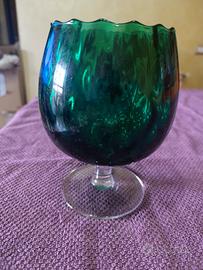 Vaso Vintage a Calice Verde Smeraldo 20cm - Vetro 