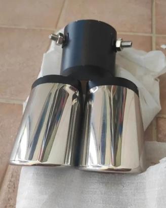 Terminale di Scarico Doppio Universale Inox nero