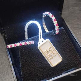 Orecchini in oro 18kt con diamanti e rubini 