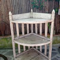 scaffale angoliera in legno anticato bianco 