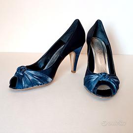 Open toe raso blu notte n.40