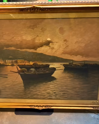 Quadro Salvatore Costa  “Marina con barche”