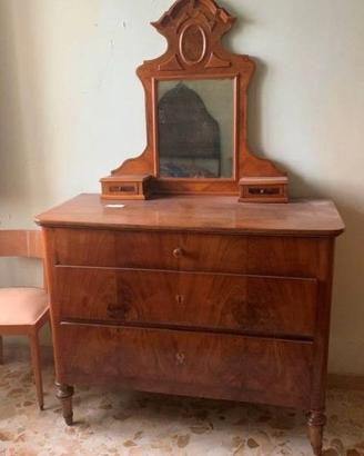 Comò Antico con Specchiera - Legno Pregiato - Prim