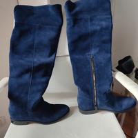 stivali camoscio blu n. 38