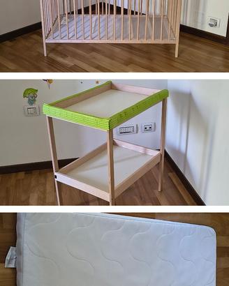 Set infanzia IKEA lettino c/materasso, fasciatoio