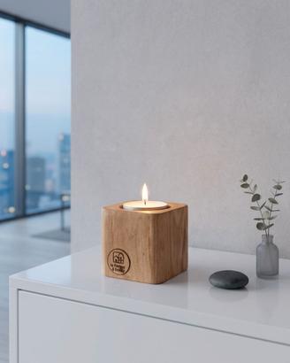 Cubo portacandela in legno