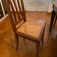 6 sedie in noce con sedute in paglia di Vienna