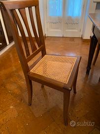 6 sedie in noce con sedute in paglia di Vienna