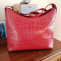 Borsa vintage rossa in vera pelle